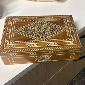 Intricately Inlaid Mosaic Designed Wooden Jewelry Box
